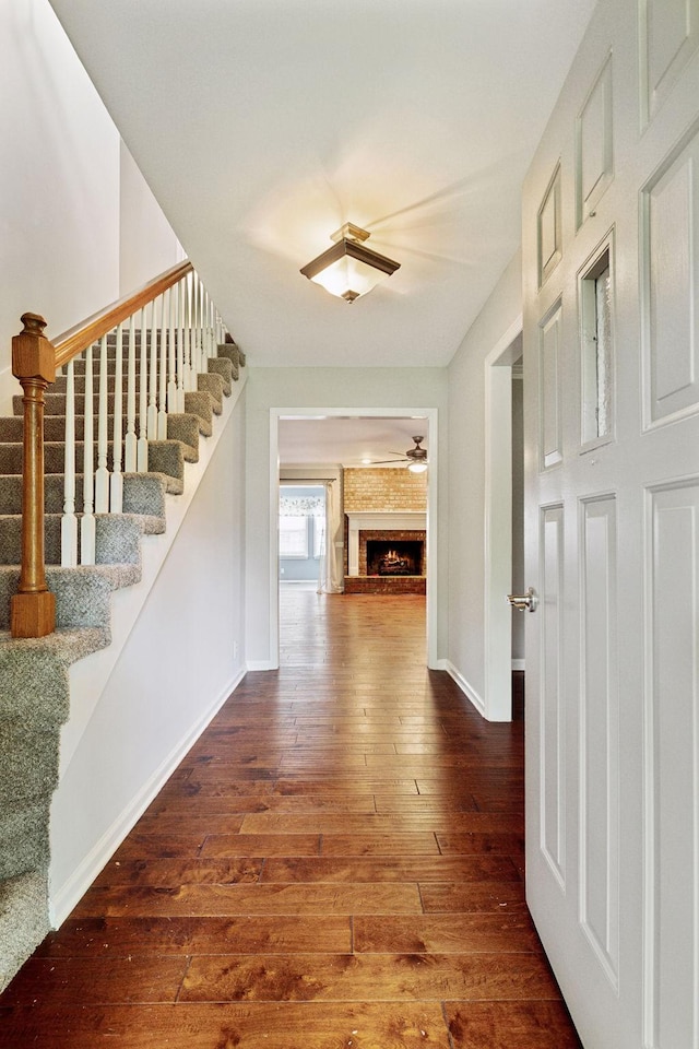 2506 Morgan Rd, Murfreesboro, TN 37129 - hall featuring wood-type flooring, stairway, and baseboards