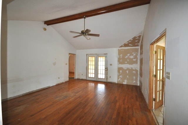 5620 Sango Rd, Clarksville, TN 37043 - unfurnished room featuring hardwood / wood-style floors, a ceiling fan, beamed ceiling, and high vaulted ceiling