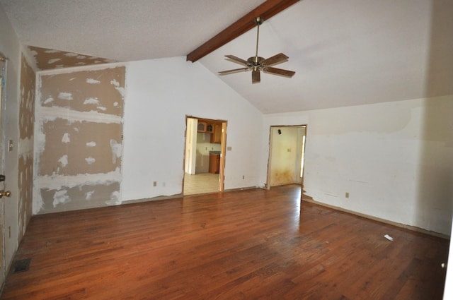 5620 Sango Rd, Clarksville, TN 37043 - unfurnished room with a ceiling fan, wood finished floors, beam ceiling, and high vaulted ceiling