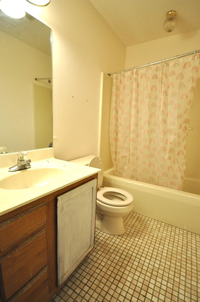 5620 Sango Rd, Clarksville, TN 37043 - bathroom with shower / bath combo, toilet, vanity, and tile patterned floors