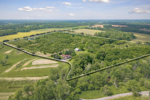 overview of rural landscape featuring property boundaries highlighted