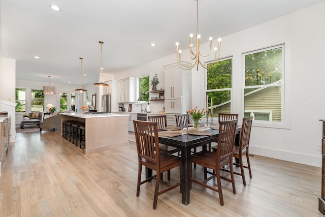 1411B Boscobel St, Nashville, TN 37206 - dining space with light wood-type flooring, recessed lighting, a chandelier, and baseboards