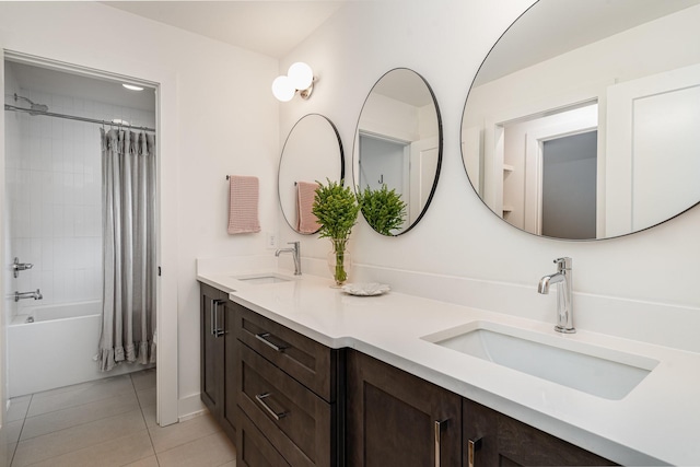 1411B Boscobel St, Nashville, TN 37206 - full bath with tile patterned flooring, double vanity, and shower / bath combo