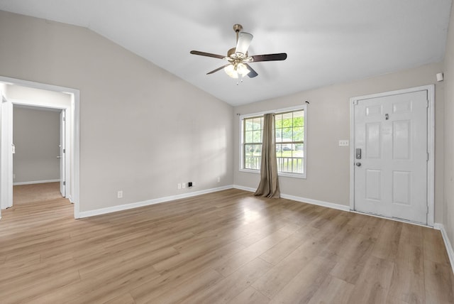 938 Merritt Lewis Ln, Clarksville, TN 37042 - empty room featuring vaulted ceiling, ceiling fan, light wood finished floors, and baseboards