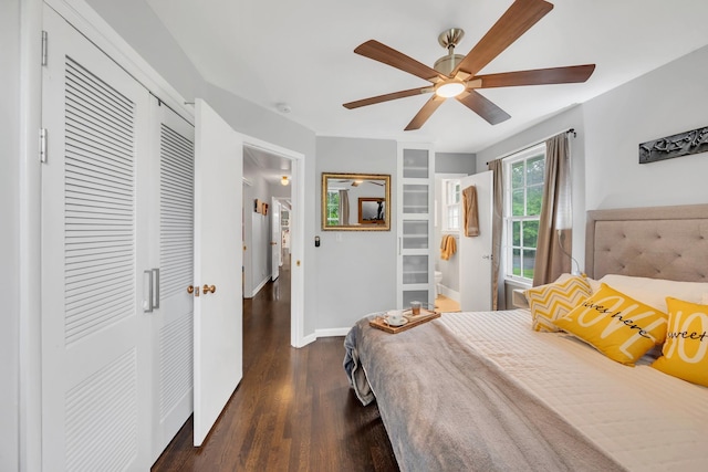 1033 Percy Warner Blvd, Nashville, TN 37205 - bedroom with dark wood finished floors, baseboards, and ceiling fan