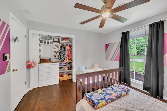 1033 Percy Warner Blvd, Nashville, TN 37205 - bedroom with dark wood finished floors, a closet, access to exterior, and ceiling fan