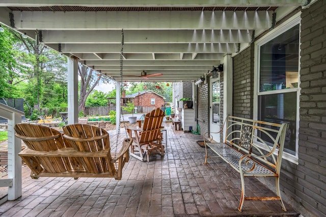 1033 Percy Warner Blvd, Nashville, TN 37205 - view of patio / terrace with fence, outdoor dining space, and a ceiling fan