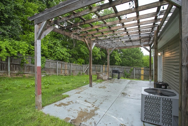 1543 James Gafford Dr, La Vergne, TN 37086 - view of patio featuring central air condition unit and a pergola