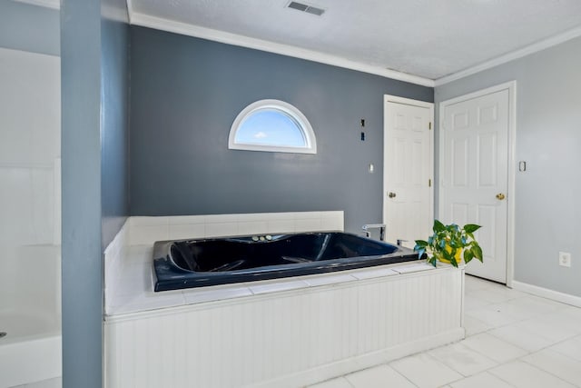122 Windcrest Dr, Hohenwald, TN 38462 - full bath with a bath, crown molding, and tile patterned floors