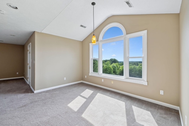 122 Windcrest Dr, Hohenwald, TN 38462 - unfurnished room featuring carpet flooring, lofted ceiling, baseboards, and a smoke detector