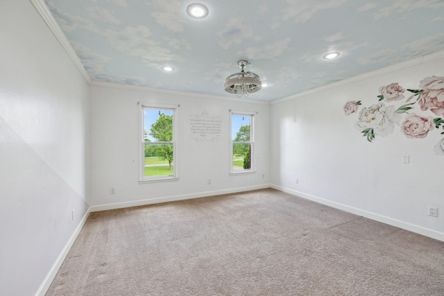 122 Windcrest Dr, Hohenwald, TN 38462 - carpeted empty room with crown molding, recessed lighting, and baseboards