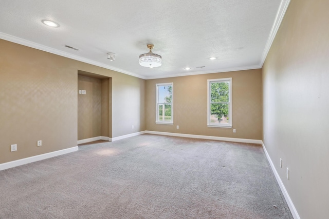 122 Windcrest Dr, Hohenwald, TN 38462 - carpeted spare room with crown molding, baseboards, recessed lighting, and a textured ceiling