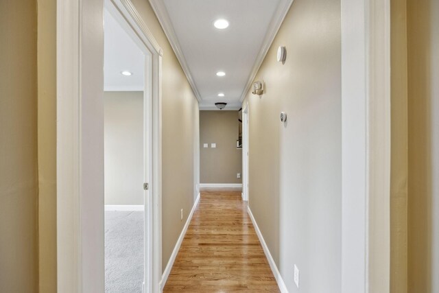 122 Windcrest Dr, Hohenwald, TN 38462 - hall with ornamental molding, recessed lighting, baseboards, and light wood-style floors