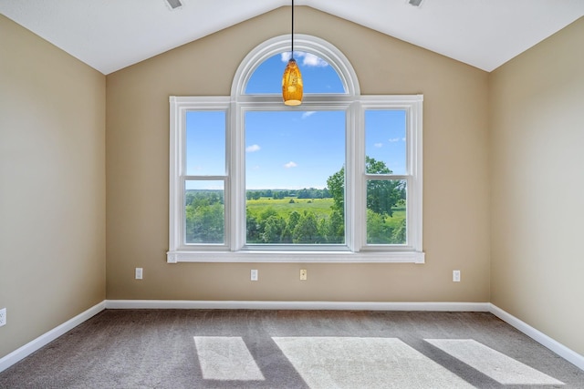 122 Windcrest Dr, Hohenwald, TN 38462 - spare room featuring healthy amount of natural light, carpet floors, lofted ceiling, and baseboards