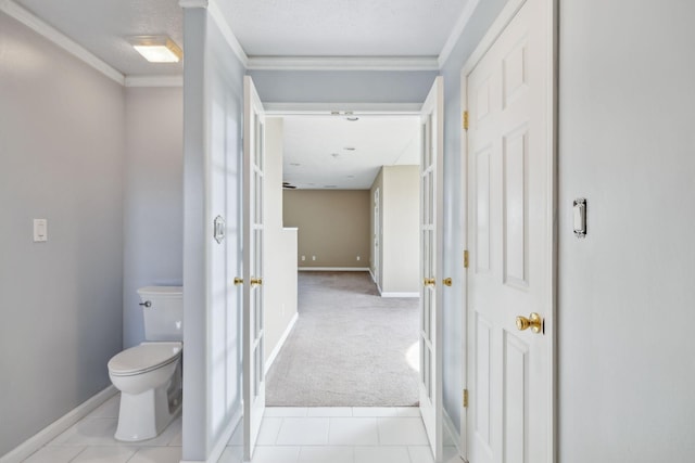 122 Windcrest Dr, Hohenwald, TN 38462 - hallway with baseboards, light colored carpet, and crown molding