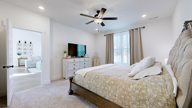 363 Turfway Park, Gallatin, TN 37066 - bedroom with light carpet, ceiling fan, recessed lighting, and baseboards
