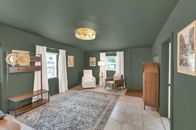 sitting room featuring tile patterned flooring