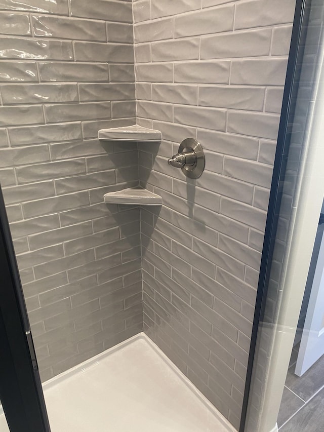 detailed view of a tile shower