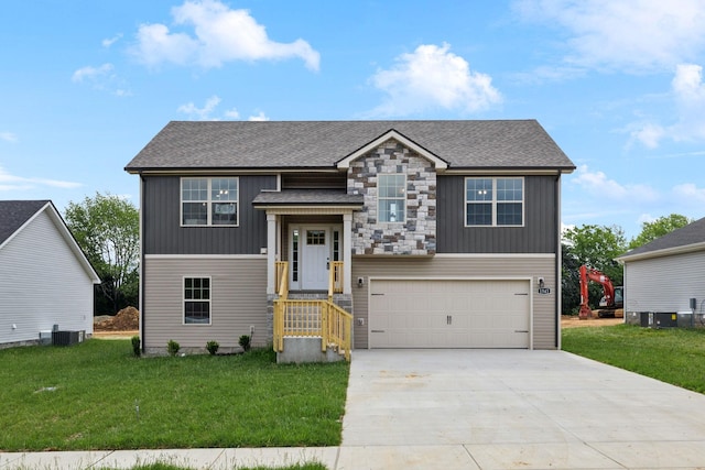 1543 Fredrick Dr, Clarksville, TN 37042 - view of front of house with a garage, a front lawn, concrete driveway, and roof with shingles