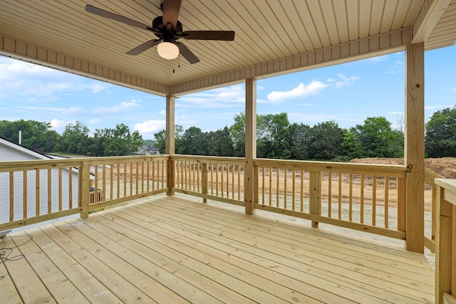 1543 Fredrick Dr, Clarksville, TN 37042 - deck featuring ceiling fan and view of scattered trees