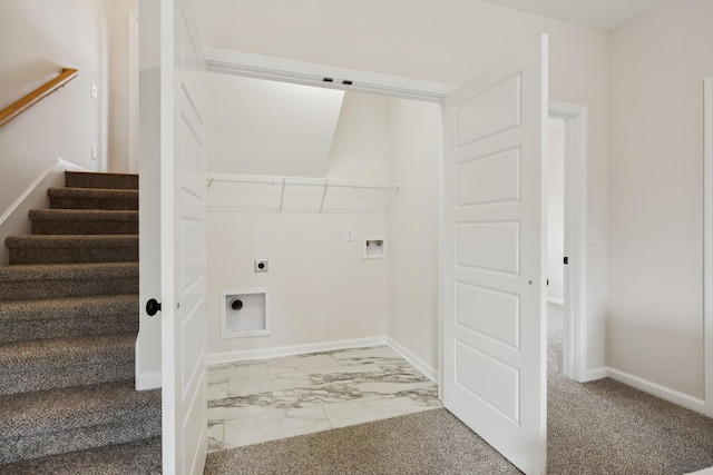 1543 Fredrick Dr, Clarksville, TN 37042 - washroom with electric dryer hookup, hookup for a washing machine, and light marble finish flooring