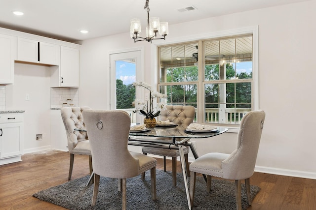 1543 Fredrick Dr, Clarksville, TN 37042 - dining area with a chandelier, healthy amount of natural light, wood finished floors, and recessed lighting