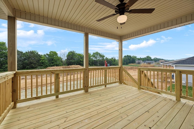 1543 Fredrick Dr, Clarksville, TN 37042 - wooden deck with a ceiling fan and view of scattered trees