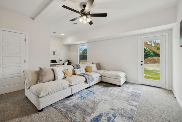 1543 Fredrick Dr, Clarksville, TN 37042 - carpeted living area with a ceiling fan and recessed lighting