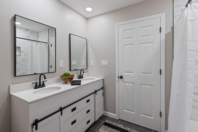 400 Log Wall Rd, Dickson, TN 37055 - full bathroom with double vanity, baseboards, and tile patterned flooring