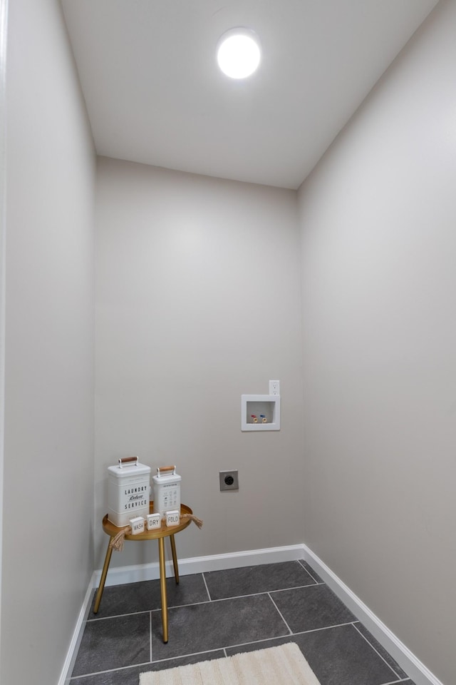 400 Log Wall Rd, Dickson, TN 37055 - clothes washing area with hookup for an electric dryer, dark tile patterned flooring, hookup for a washing machine, and baseboards