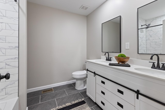 400 Log Wall Rd, Dickson, TN 37055 - bathroom with toilet, double vanity, baseboards, and tile patterned flooring