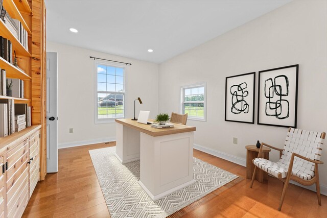 3337 Tarsus Rd, Palmyra, TN 37142 - home office featuring light wood-style floors and recessed lighting