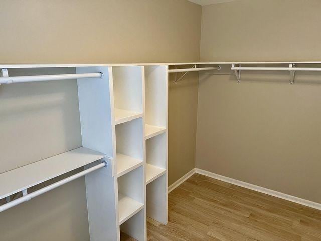 spacious closet with wood finished floors