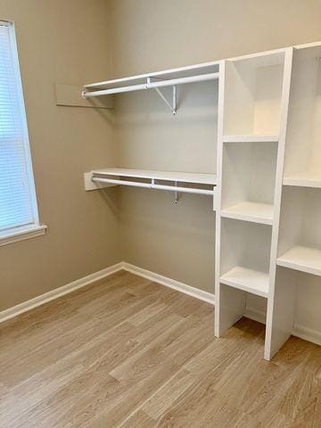 walk in closet featuring wood finished floors