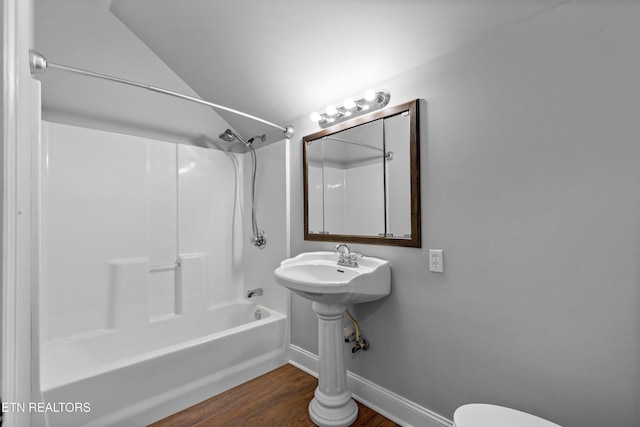 122 Springfield Ln, Jacksboro, TN 37757 - full bathroom with wood finished floors, baseboards, tub / shower combination, and toilet