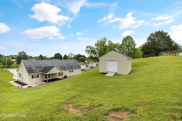 122 Springfield Ln, Jacksboro, TN 37757 - view of green lawn featuring an outbuilding and a storage shed