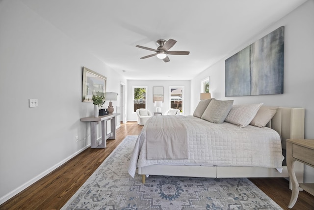 1183 Buckingham Cir, Franklin, TN 37064 - bedroom featuring baseboards, dark wood-style floors, and ceiling fan