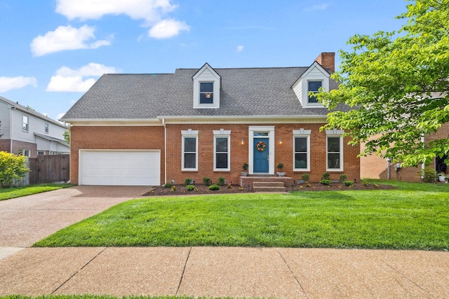 1183 Buckingham Cir, Franklin, TN 37064 - cape cod house with driveway, brick siding, an attached garage, a chimney, and roof with shingles
