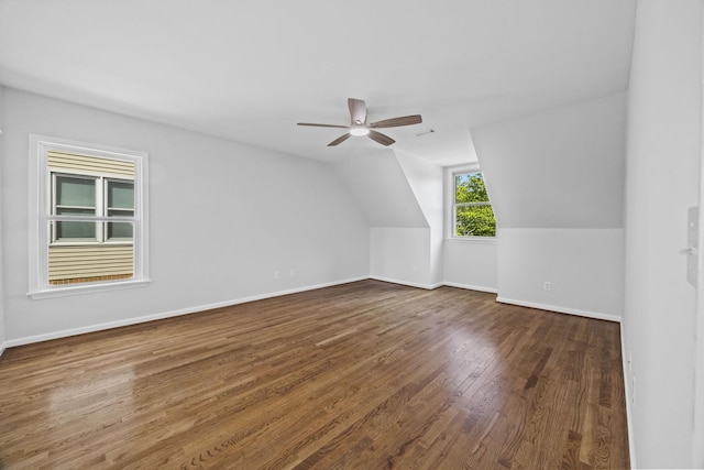 1183 Buckingham Cir, Franklin, TN 37064 - additional living space featuring ceiling fan, wood finished floors, baseboards, and lofted ceiling