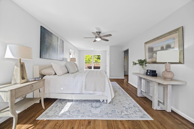 1183 Buckingham Cir, Franklin, TN 37064 - bedroom featuring dark wood-type flooring, baseboards, and ceiling fan