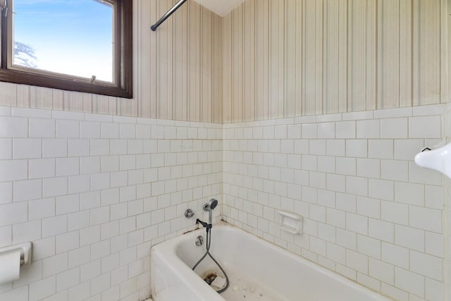 1023 Pine Valley Rd, Kingston Springs, TN 37082 - bathroom with a tub to relax in, wallpapered walls, and tile walls
