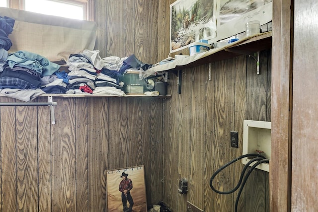1023 Pine Valley Rd, Kingston Springs, TN 37082 - washroom with hookup for a washing machine and wooden walls