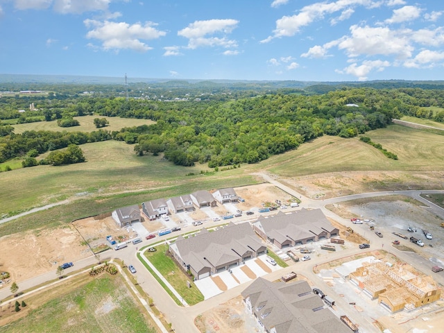 aerial perspective of suburban area with a heavily wooded area
