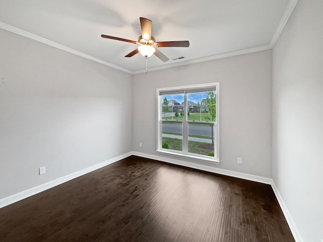 6332 York Dr, Hermitage, TN 37076 - unfurnished room featuring baseboards, dark wood-style floors, a ceiling fan, and crown molding