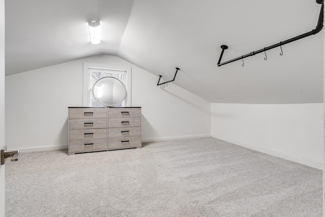 spacious closet featuring lofted ceiling and carpet