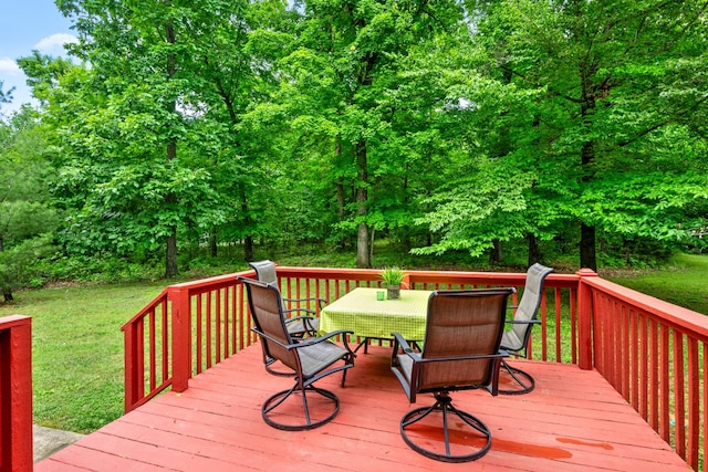 5643 Bethlehem Rd, Springfield, TN 37172 - wooden deck with outdoor dining space and a yard
