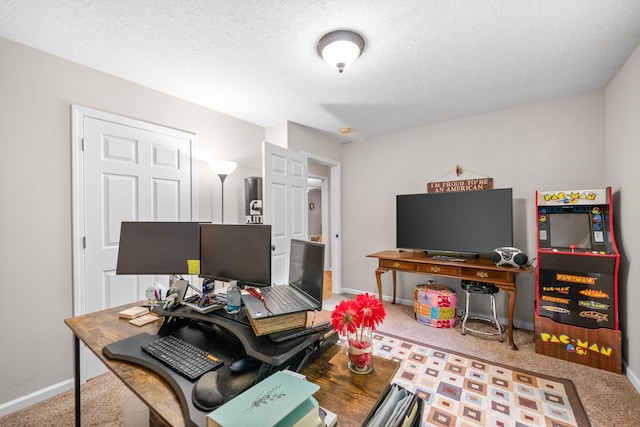 5643 Bethlehem Rd, Springfield, TN 37172 - home office featuring carpet, a textured ceiling, and baseboards