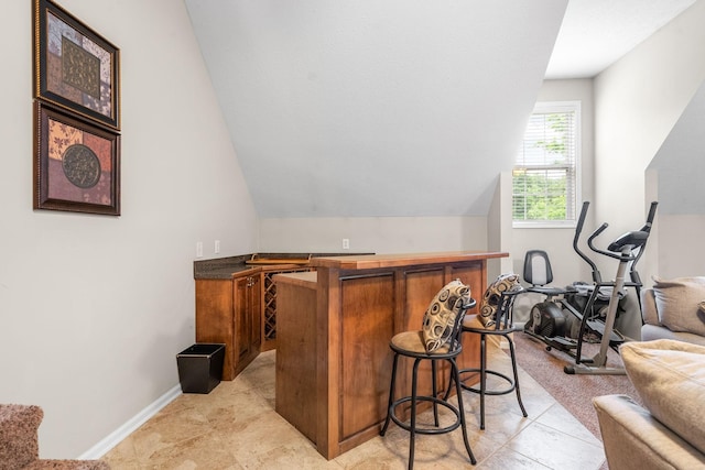 5643 Bethlehem Rd, Springfield, TN 37172 - indoor bar featuring lofted ceiling, light tile patterned flooring, and baseboards