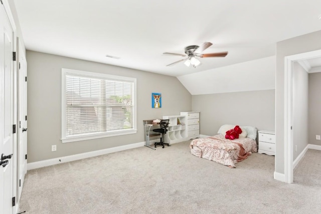 1384 Round Hill Ln, Spring Hill, TN 37174 - carpeted bedroom featuring baseboards, a desk, a ceiling fan, and lofted ceiling
