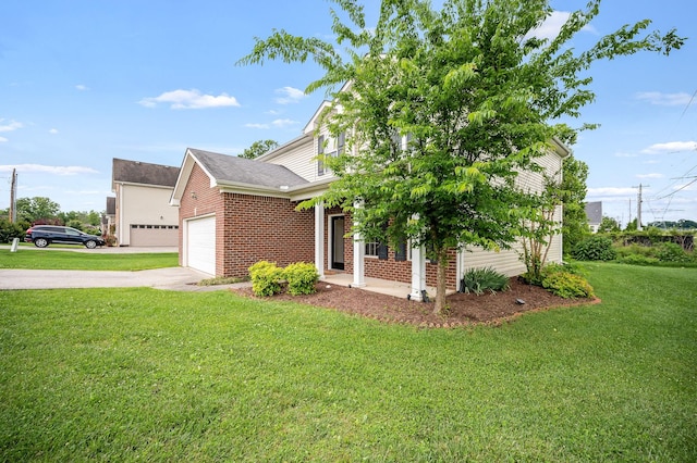 1000 Beverly Ln, Spring Hill, TN 37174 - view of side of property with a lawn, brick siding, driveway, and a garage